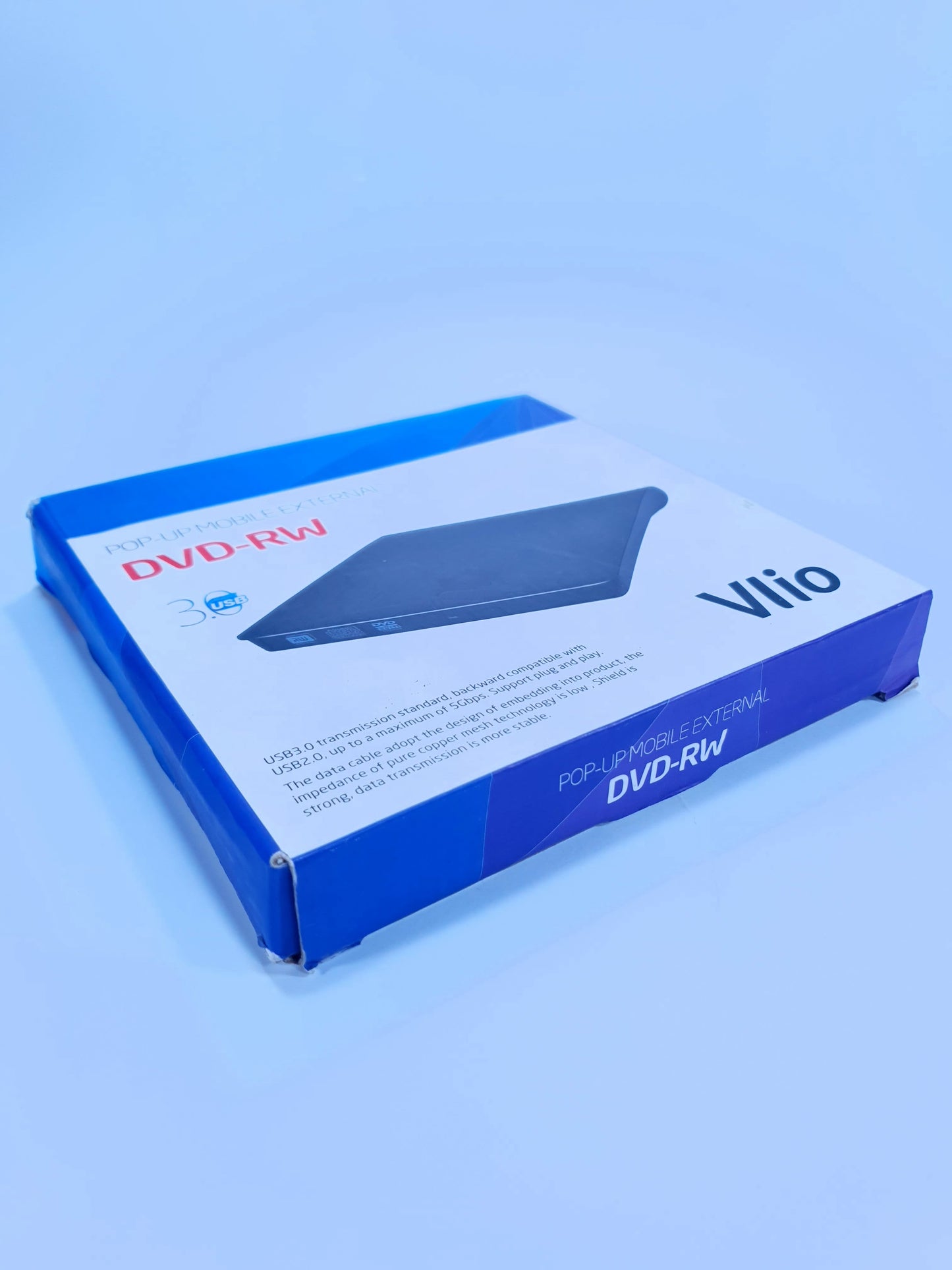 Vlio External CD DVD Drive, USB 3.0 Portable Slim CD DVD +/-RW Drive Player