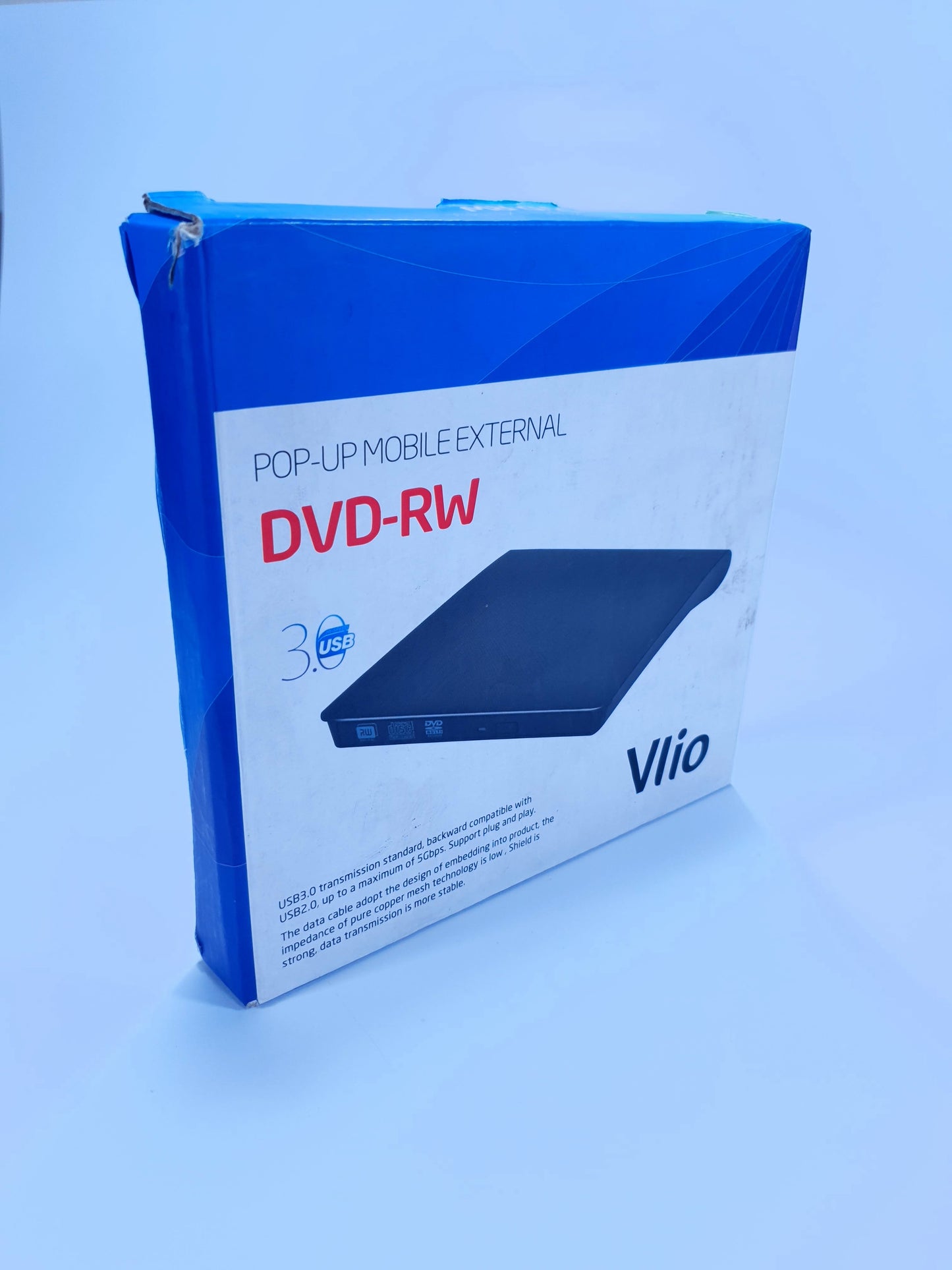 Vlio External CD DVD Drive, USB 3.0 Portable Slim CD DVD +/-RW Drive Player